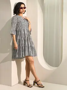 Libas Print Bell Sleeve Layered Fit & Flare Dress