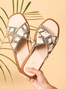 RUXBYPAYAL Women Embellished Open Toe Flats with Embroidered