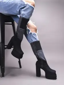 TRYME Women Full Length Block Heel Boots