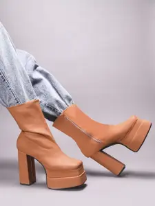 TRYME Women Ankle Length Short Block Heel Boots