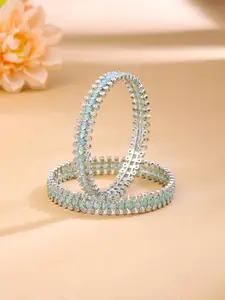 Yellow Chimes Set Of 2 Rhodium-Plated American Diamond-Studded Bangles