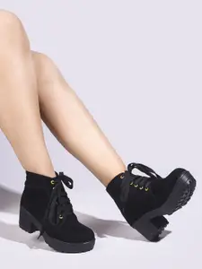 TRYME Women Knee Length Block Heel Boots