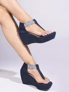 TRYME Suede Party Wedge Sandals