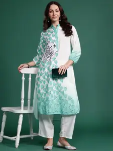 Indo Era Women Ethnic Motifs Printed Linen Blend Kurta