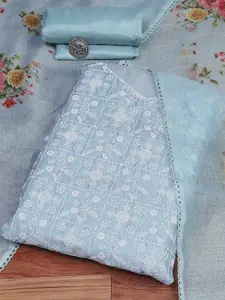 Biba Floral Embroidered Thread Work Unstitched Dress Material