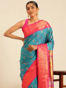Varkala Silk Sarees Ethnic Motifs Zari Silk Blend Paithani Saree