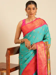Varkala Silk Sarees Ethnic Motifs Zari Silk Blend Paithani Saree