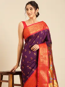 Varkala Silk Sarees Ethnic Motifs Zari Silk Blend Paithani Saree