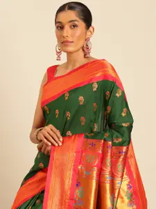 Varkala Silk Sarees Ethnic Motifs Zari Silk Blend Paithani Saree