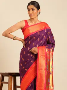 Varkala Silk Sarees Ethnic Motifs Zari Silk Blend Paithani Saree