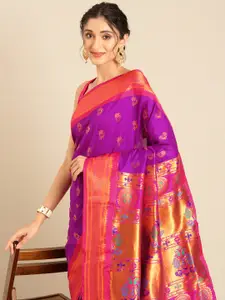 Varkala Silk Sarees Ethnic Motifs Zari Silk Blend Paithani Saree