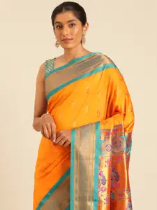 Varkala Silk Sarees Ethnic Motifs Zari Silk Blend Paithani Saree