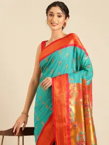 Varkala Silk Sarees Ethnic Motifs Zari Silk Blend Paithani Saree