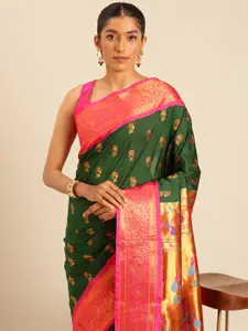 Varkala Silk Sarees Ethnic Motifs Zari Silk Blend Paithani Saree