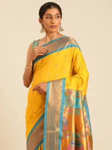 Varkala Silk Sarees Ethnic Motifs Zari Silk Blend Paithani Saree