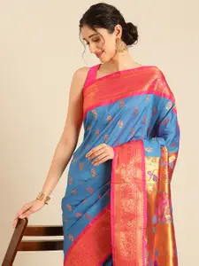 Varkala Silk Sarees Ethnic Motifs Zari Silk Blend Paithani Saree
