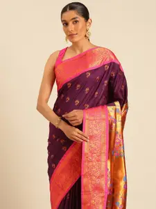 Varkala Silk Sarees Ethnic Motifs Zari Silk Blend Paithani Saree