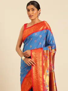 Varkala Silk Sarees Ethnic Motifs Zari Silk Blend Paithani Saree