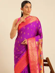 Varkala Silk Sarees Ethnic Motifs Zari Silk Blend Designer Paithani Saree