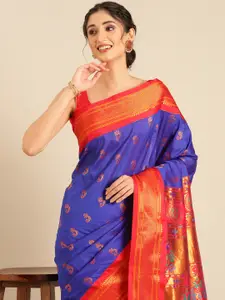 Varkala Silk Sarees Ethnic Motifs Zari Silk Blend Paithani Saree