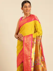 Varkala Silk Sarees Ethnic Motifs Zari Silk Blend Designer Paithani Saree