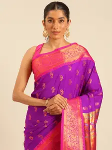 Varkala Silk Sarees Ethnic Motifs Zari Silk Blend Paithani Saree