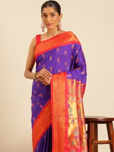 Varkala Silk Sarees Ethnic Motifs Woven Design Zari Paithani Saree