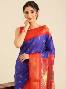 Varkala Silk Sarees Ethnic Motifs Zari Silk Blend Paithani Saree