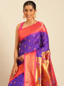 Varkala Silk Sarees Ethnic Motifs Zari Silk Blend Paithani Saree