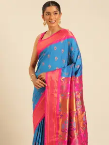 Varkala Silk Sarees Ethnic Motifs Woven Design Zari Paithani Saree