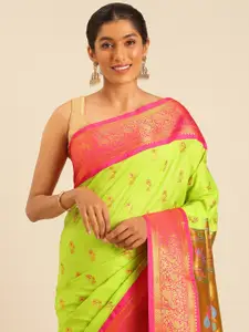 Varkala Silk Sarees Ethnic Motifs Zari Silk Blend Paithani Saree