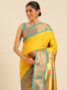 Varkala Silk Sarees Ethnic Motifs Zari Silk Blend Paithani Saree