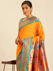 Varkala Silk Sarees Ethnic Motifs Zari Silk Blend Paithani Saree