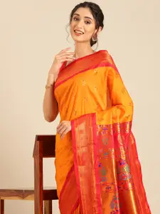 Varkala Silk Sarees Ethnic Motifs Zari Silk Blend Paithani Saree