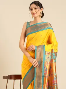 Varkala Silk Sarees Ethnic Motifs Zari Silk Blend Paithani Saree