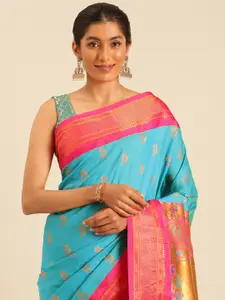 Varkala Silk Sarees Ethnic Motifs Zari Silk Blend Designer Paithani Saree