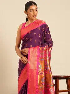 Varkala Silk Sarees Ethnic Motifs Zari Silk Blend Paithani Saree