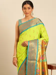 Varkala Silk Sarees Ethnic Motifs Zari Silk Blend Paithani Saree