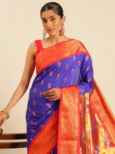 Varkala Silk Sarees Ethnic Motifs Zari Silk Blend Paithani Saree