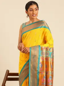 Varkala Silk Sarees Ethnic Motifs Zari Silk Blend Paithani Saree
