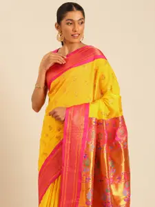 Varkala Silk Sarees Ethnic Motifs Zari Silk Blend Paithani Saree