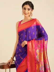 Varkala Silk Sarees Ethnic Motifs Zari Silk Blend Designer Paithani Saree