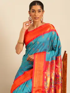 Varkala Silk Sarees Ethnic Motifs Zari Silk Blend Designer Paithani Saree