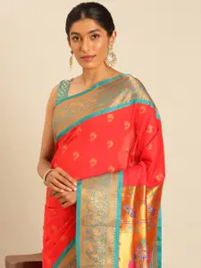 Varkala Silk Sarees Ethnic Motifs Zari Silk Blend Paithani Saree