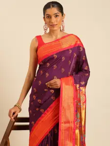 Varkala Silk Sarees Ethnic Motifs Zari Silk Blend Paithani Saree