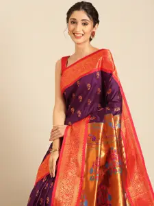 Varkala Silk Sarees Ethnic Motifs Zari Silk Blend Paithani Saree