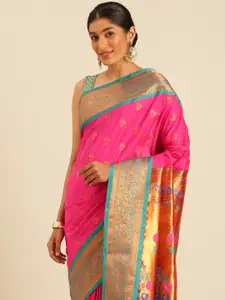 Varkala Silk Sarees Ethnic Motifs Zari Silk Blend Paithani Saree