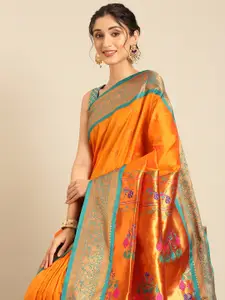 Varkala Silk Sarees Ethnic Motifs Zari Silk Blend Paithani Saree