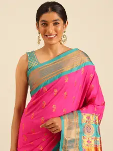 Varkala Silk Sarees Ethnic Motifs Zari Silk Blend Paithani Saree