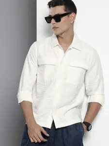 The Indian Garage Co Self Design Textured Casual Shirt